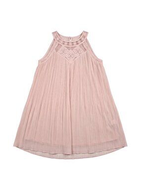 NWT | ZESICA Light Pink Pleated Halter Dress | Crochet Lace Detail | Size Medium